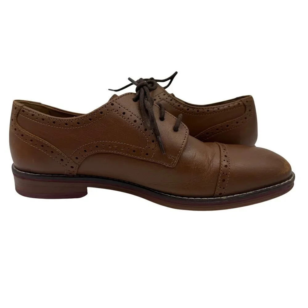 Johnston & Murphy Conard Cap Toe Oxford Brown Boys Size 5M Leather Dress Shoes